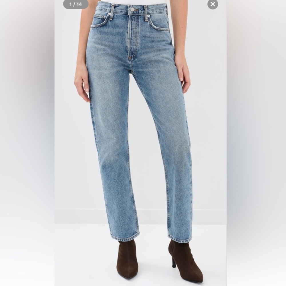 Agolde 90'S PINCH WAIST HIGH RISE STRAIGHT Leg Women's Blue Jeans Size 25